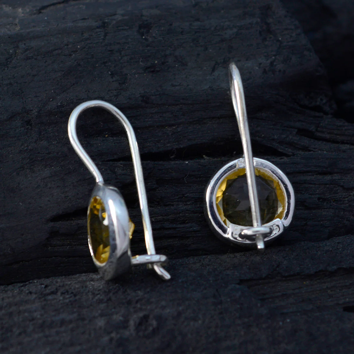 Citrine African Evelyn Solitaire Dangle Yellow 925 Sterling Silver Earring - Image 3