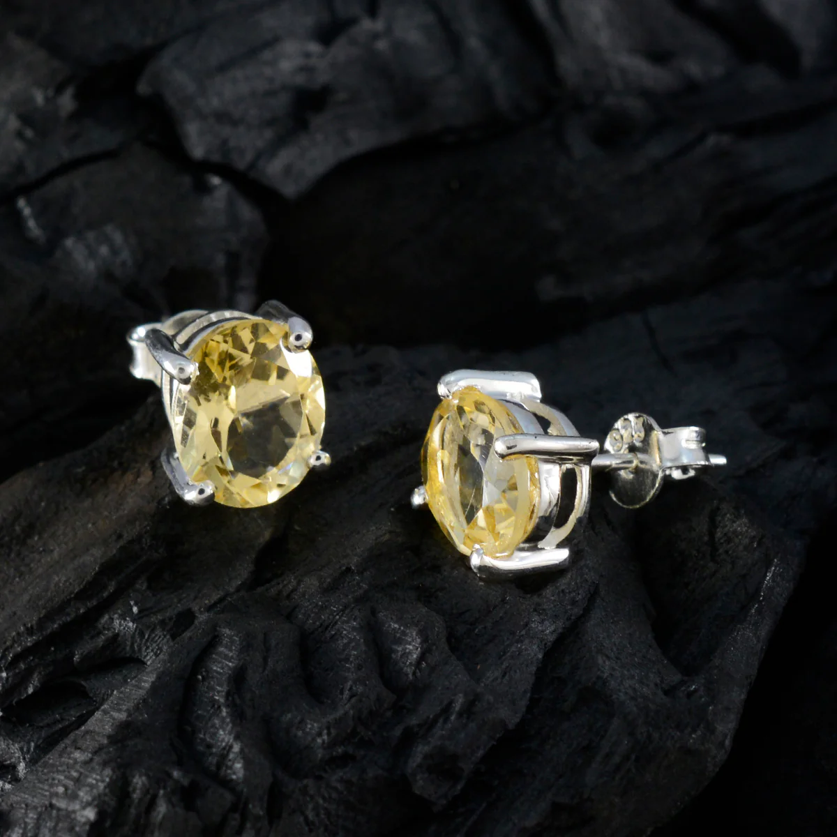 Citrine African Skylar Solitaire Stud Yellow 92.5 Silver Earring - Image 4