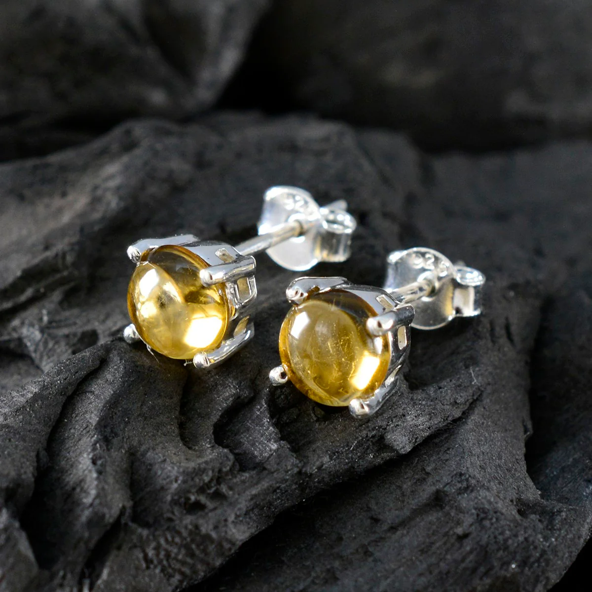 Citrine American Fernandaa Solitaire Stud Yellow 92.5 Silver Earring - Image 5