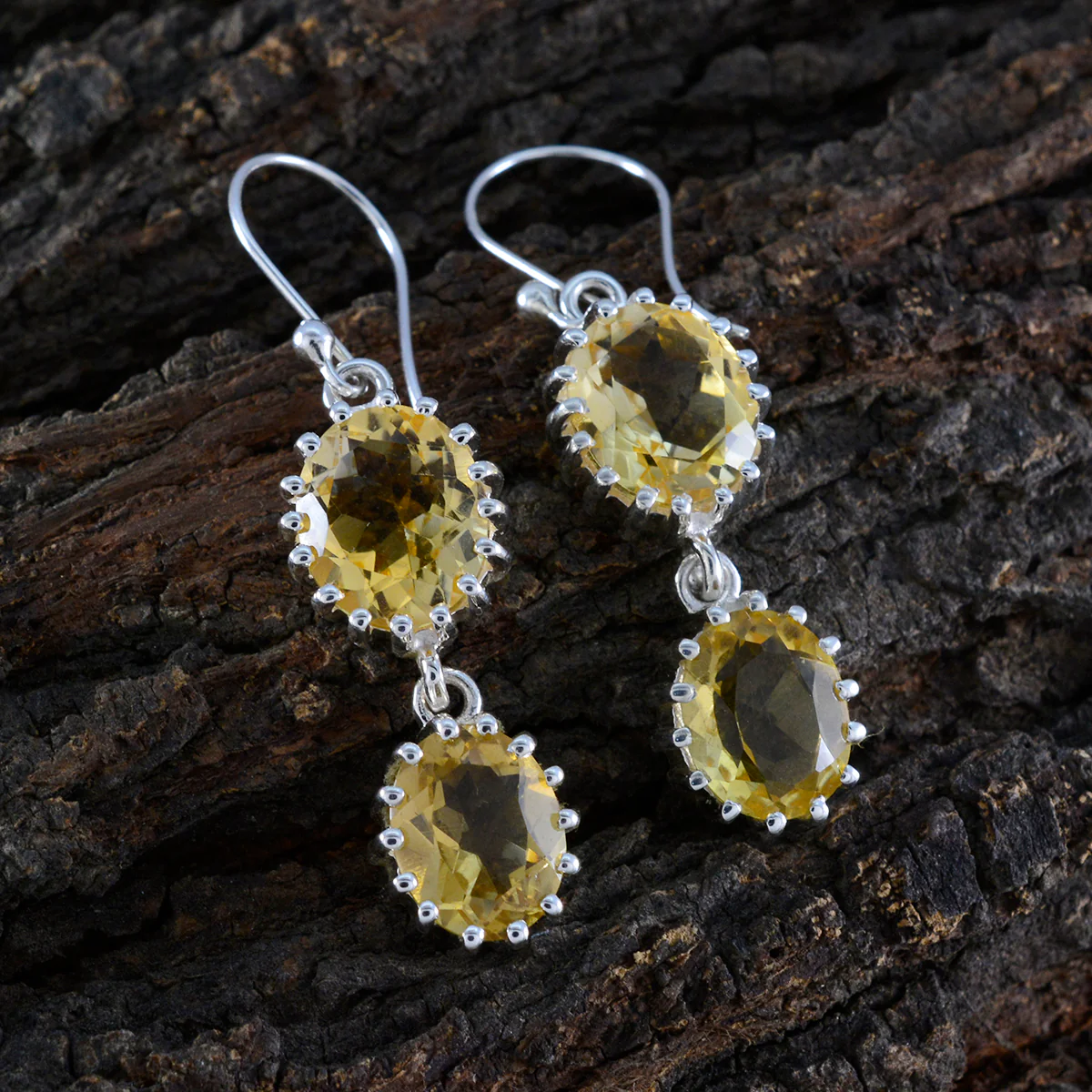 Citrine American Laura Toi et Moi Dangle Yellow 925 Sterling Silver Earring - Image 3