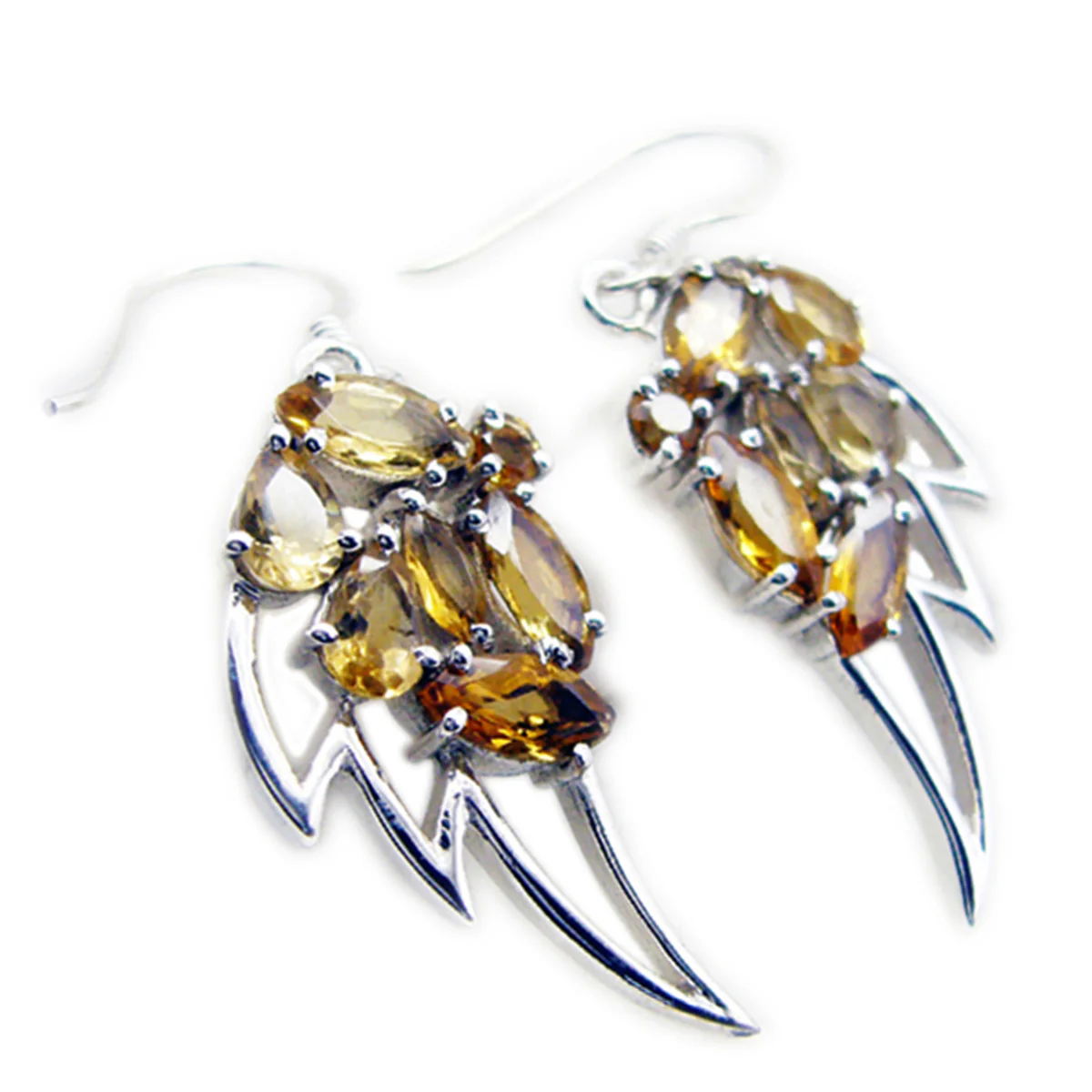 Citrine American Victoria multiple Dangle Yellow 925 Silver Earring - Image 2