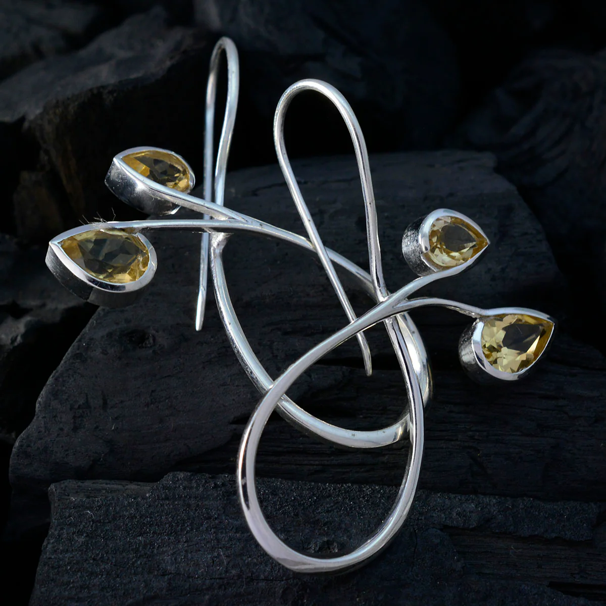 Citrine Australian Zoey multiple Dangle Yellow 925 Sterling Silver Earring - Image 2