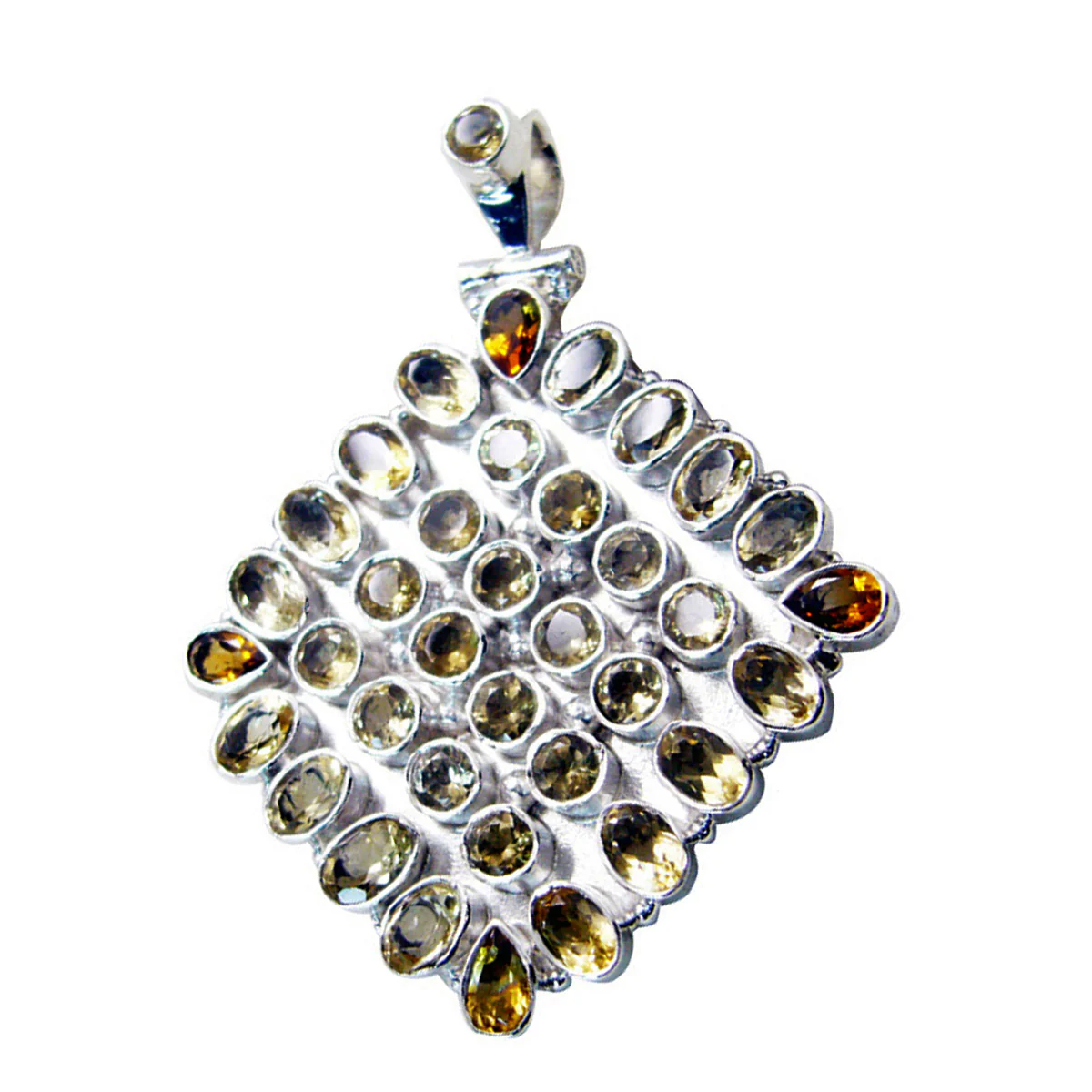 Citrine Chunky Latin American Silver multiple Ana Traditional Yellow Pendant Jewelry