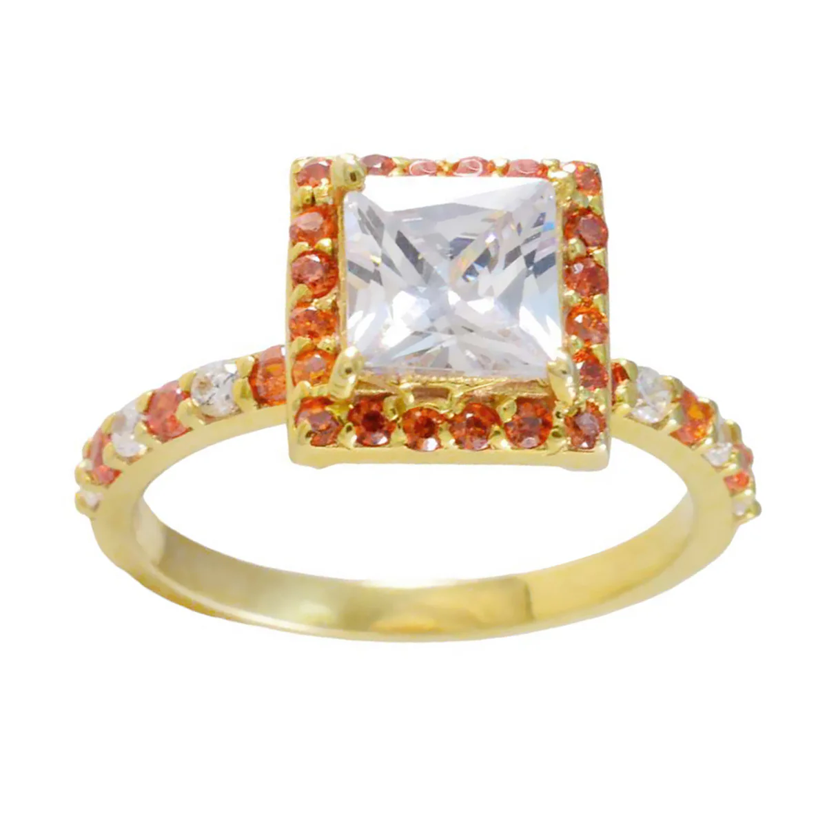 Citrine CZ Halo American 92.5 Silver Yellow Gemstones Whisper-thin valentine Ring Jewellery - Image 3