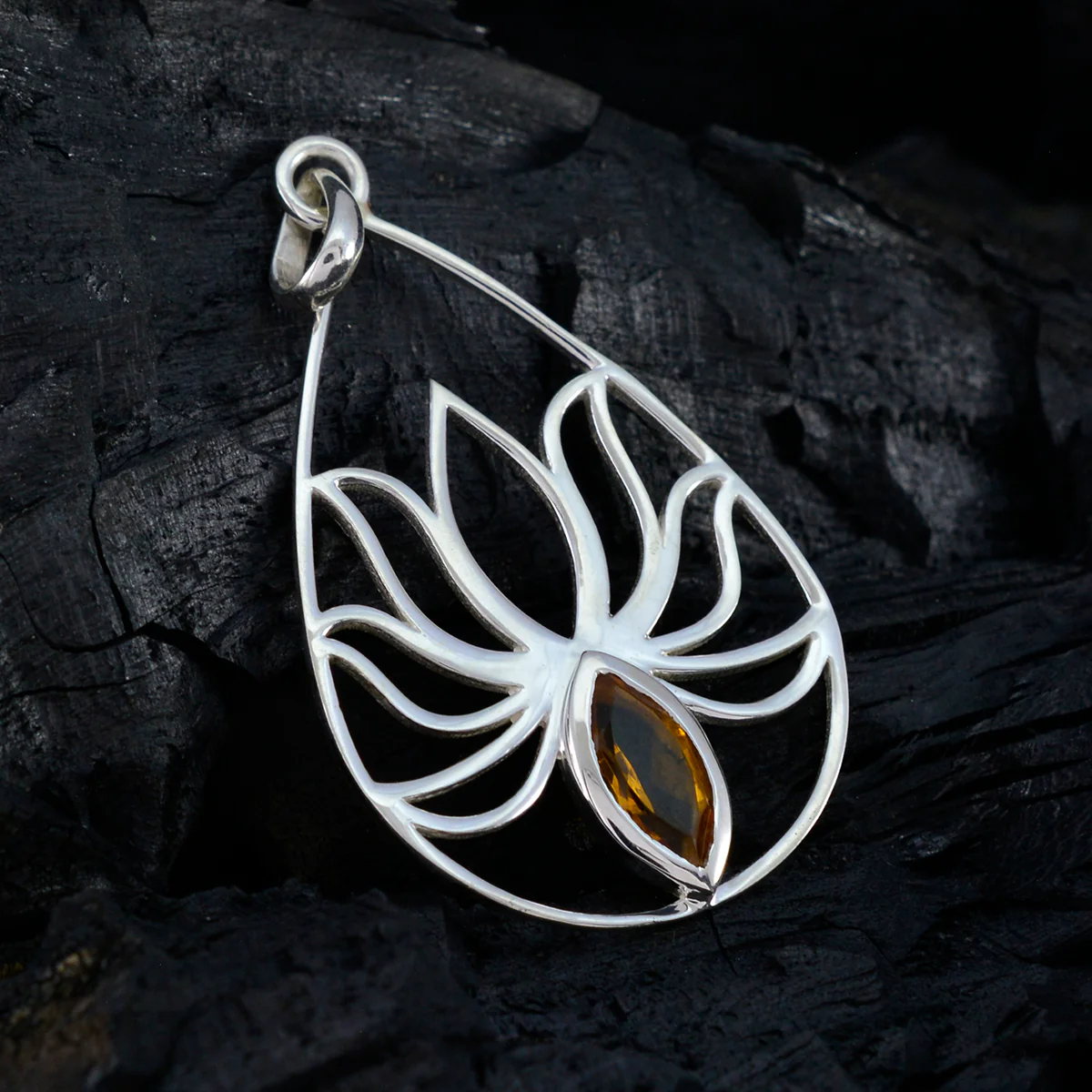 Citrine Dainty Italian Silver Solitaire Ellie Rope-Wire Yellow Pendant Jewelry - Image 3