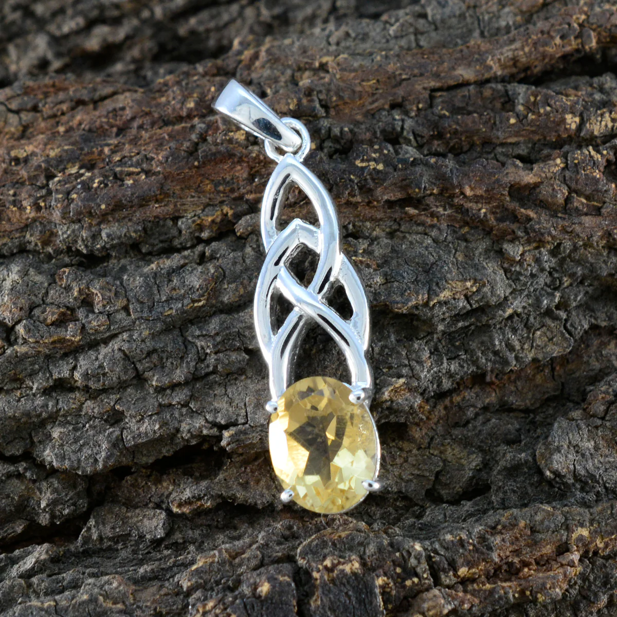 Citrine Delicate German 92.5 Silver Solitaire Renata Claddagh Yellow Pendant Jewellery - Image 2
