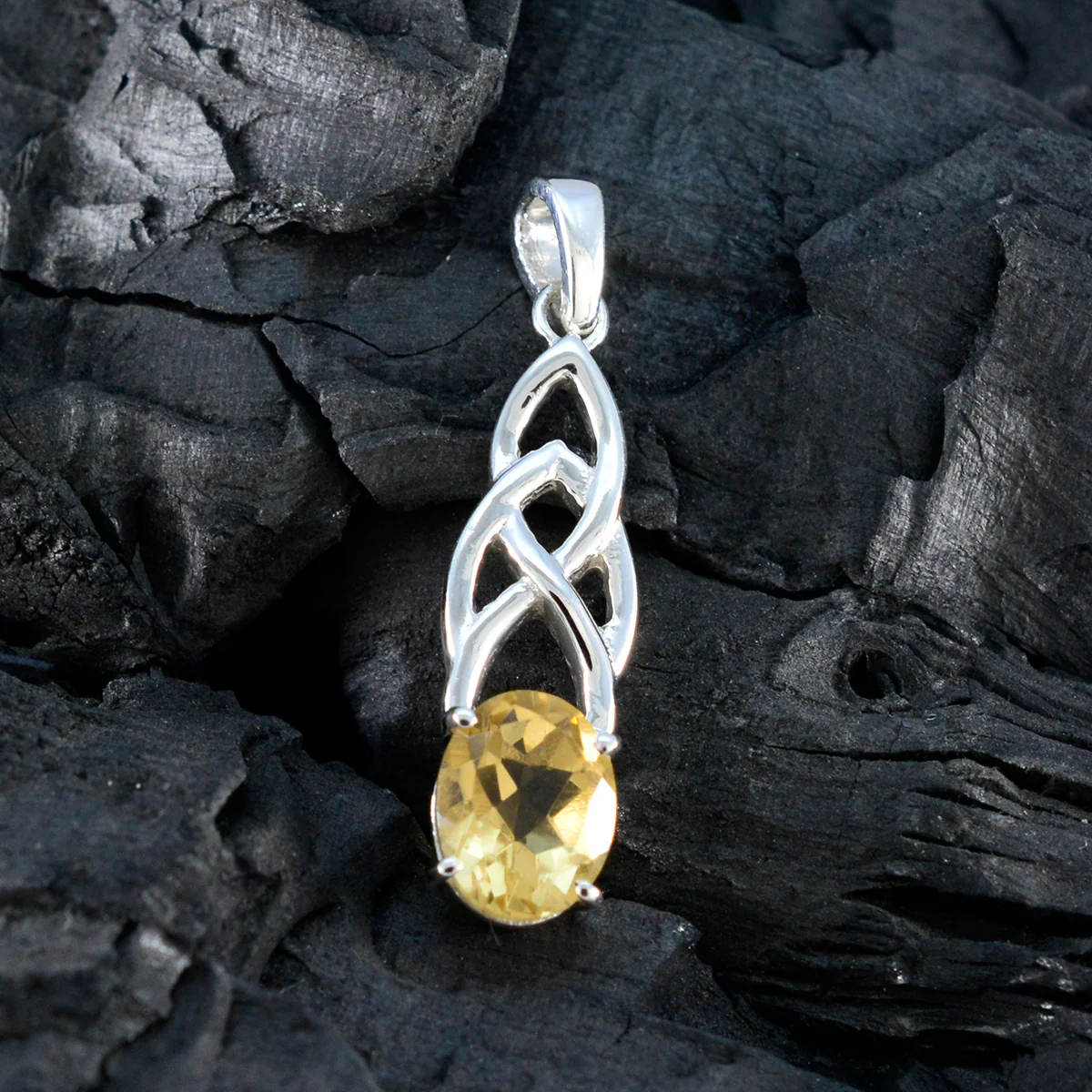 Citrine Delicate German 92.5 Silver Solitaire Renata Claddagh Yellow Pendant Jewellery - Image 3