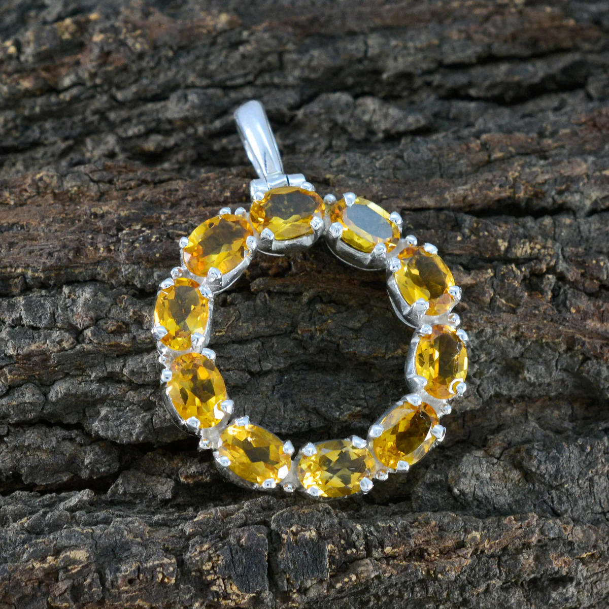 Citrine Eye-catching Turkish 92.5 Silver deka Luisa Signet Yellow Pendant Jewellery - Image 3
