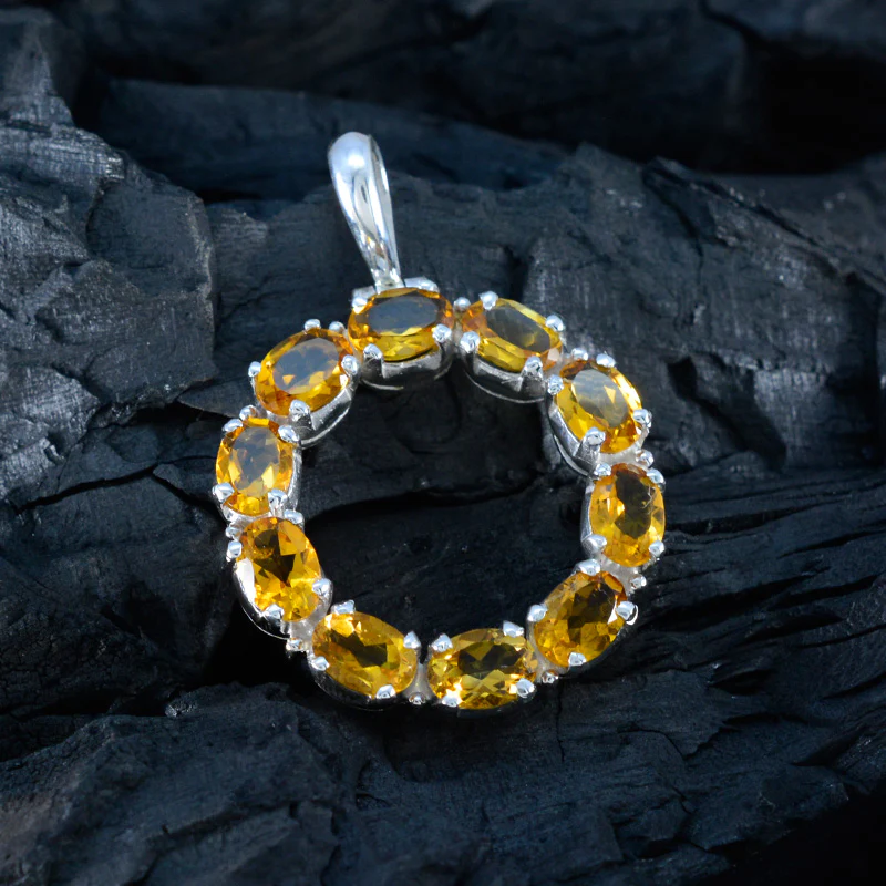 Citrine Eye-catching Turkish 92.5 Silver deka Luisa Signet Yellow Pendant Jewellery - Image 4