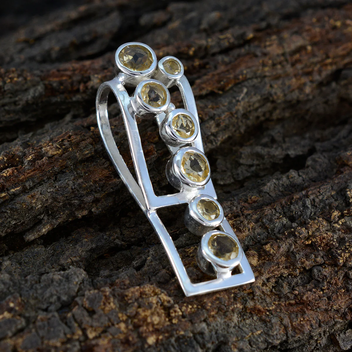 Citrine Featherlight Mexican 925 Silver Hepta Freya Eternity Yellow Pendant Jewelry - Image 2