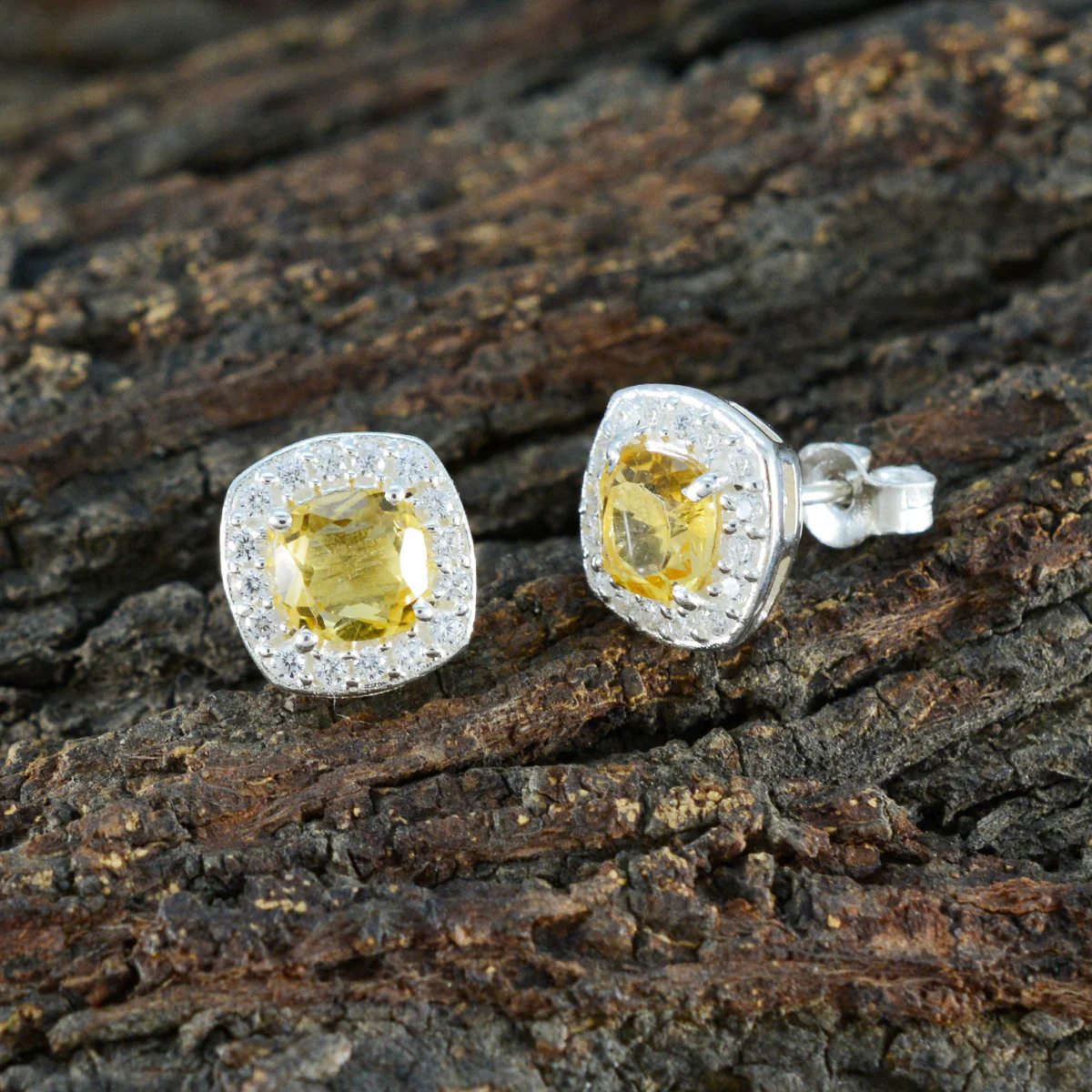 Citrine German Sara multiple Stud Yellow Silver Earring - Image 3