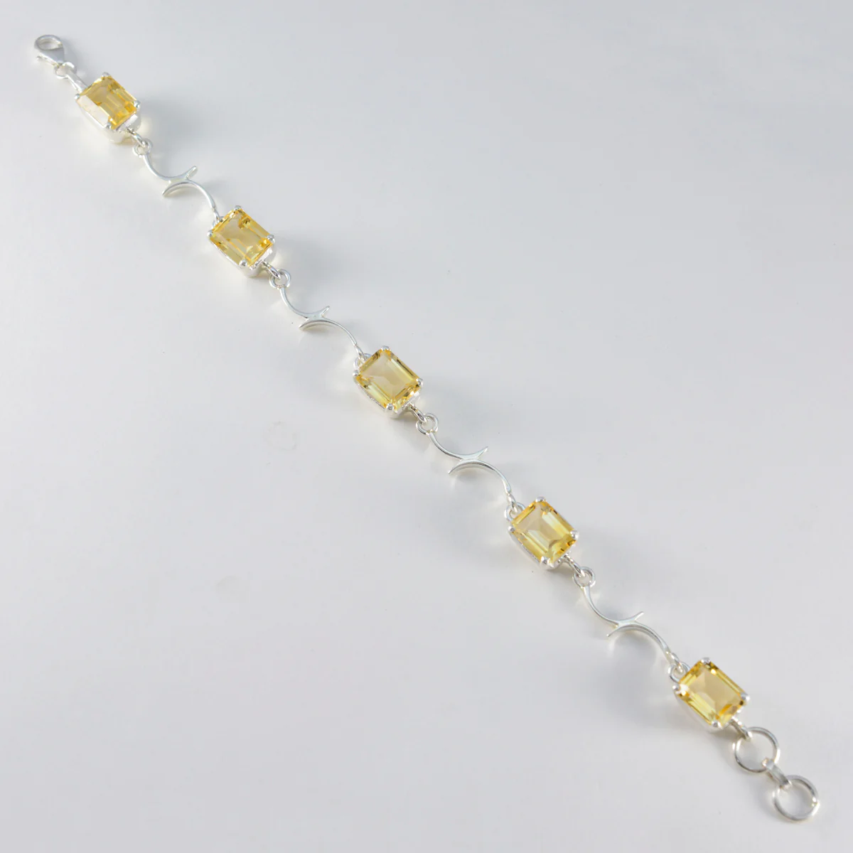 Citrine Go-to Slim Yellow 925 Silver Links Bracelet - Image 3