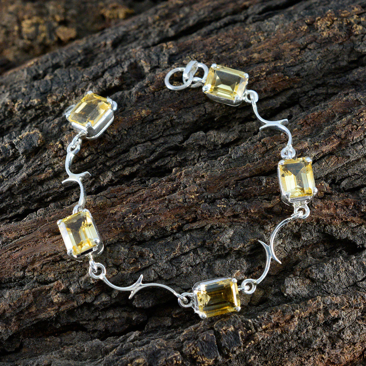 Citrine Go-to Slim Yellow 925 Silver Links Bracelet - Image 4