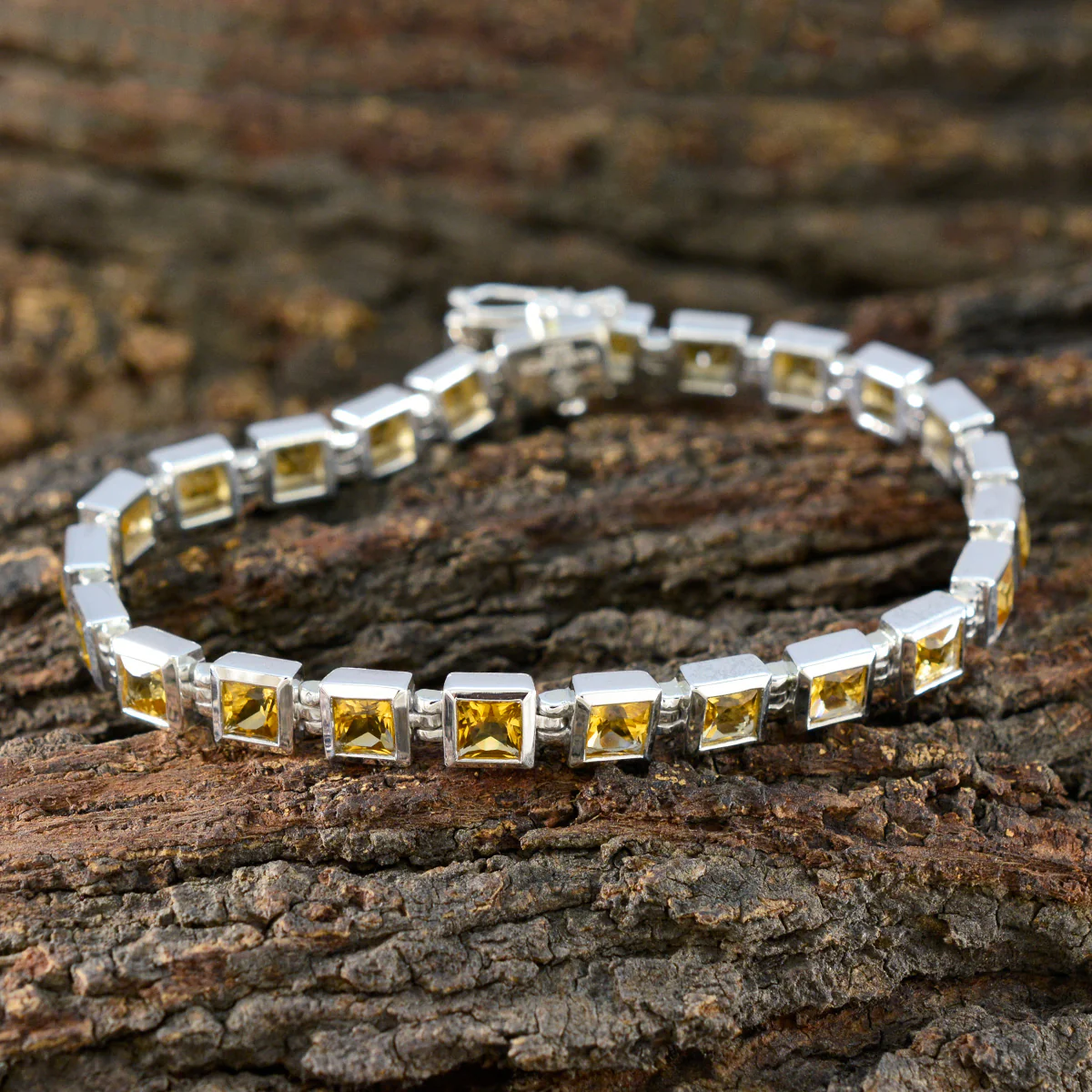 Citrine Good Friday Classic Yellow Sterling Silver Tennis Bracelet - Image 4