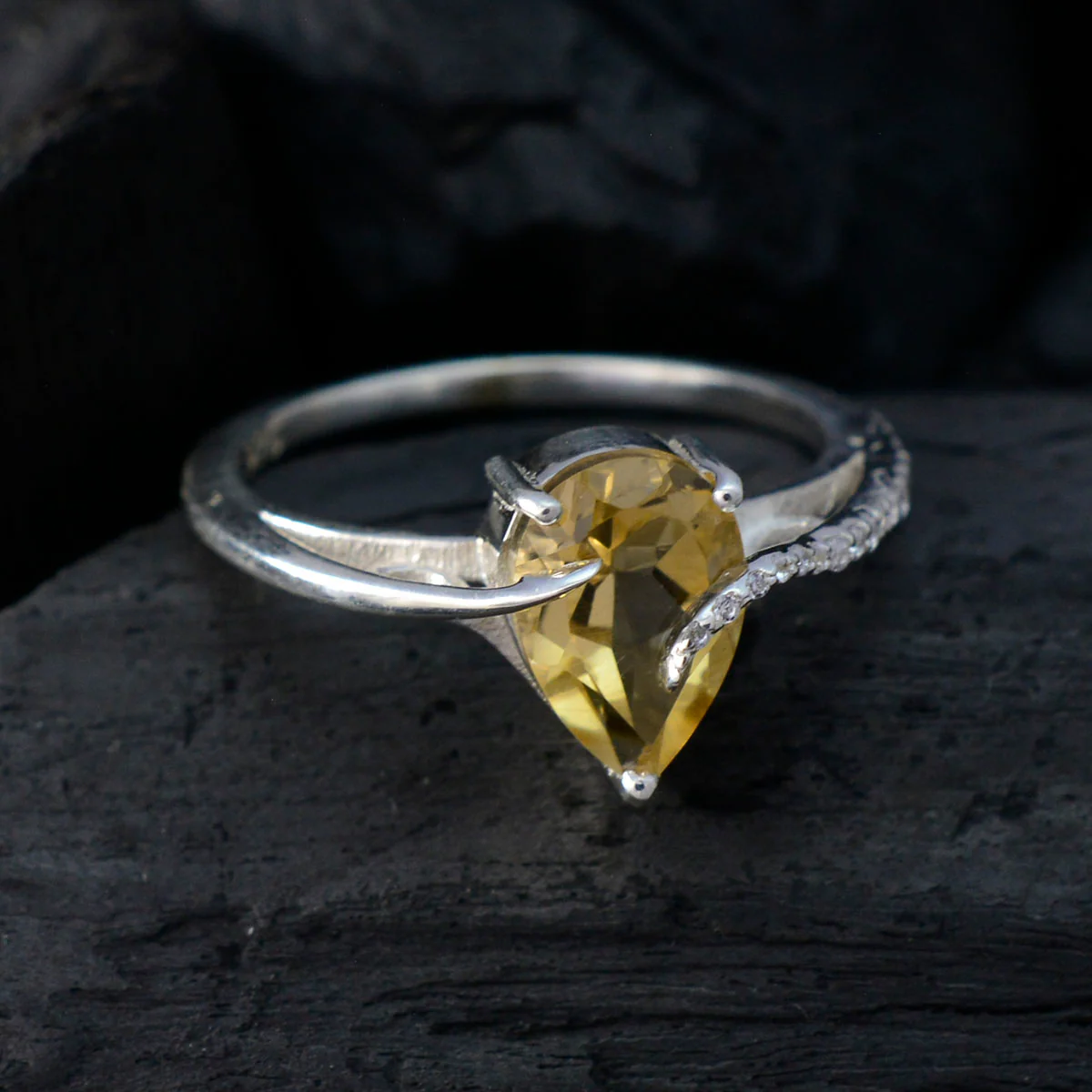 Citrine Halo American 925 Sterling Silver Yellow Gemstones Dainty Graceful Ring Jewelry - Image 4
