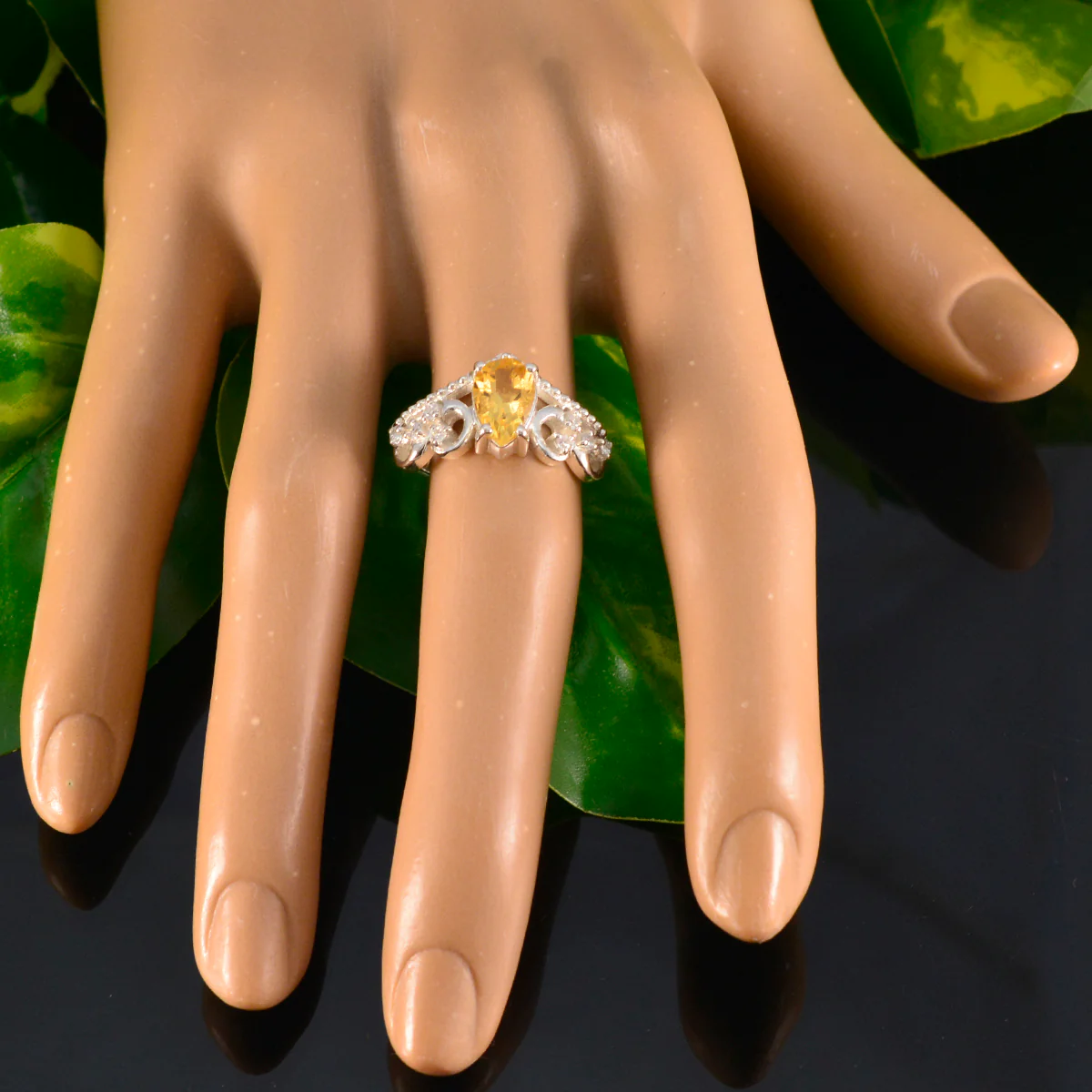 Citrine Halo German Silver Yellow Gemstones Featherlight Luxurious Ring Jewellery - Image 5