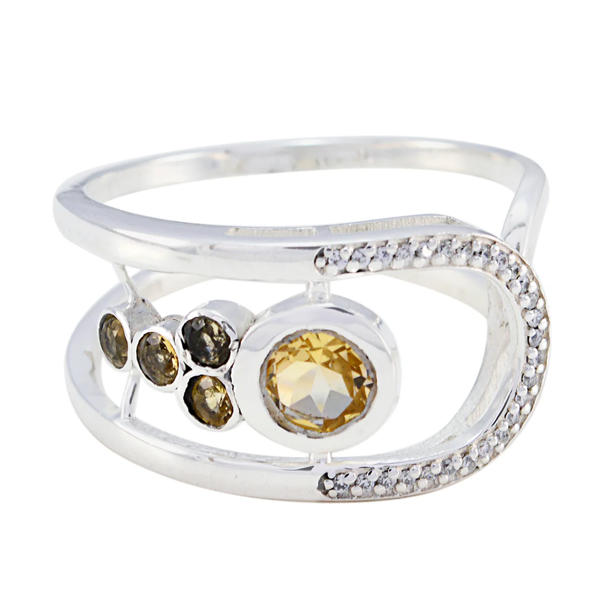 Citrine Halo Moroccan 925 Silver Yellow Gemstones Classic Graceful Ring Jewellery - Image 2