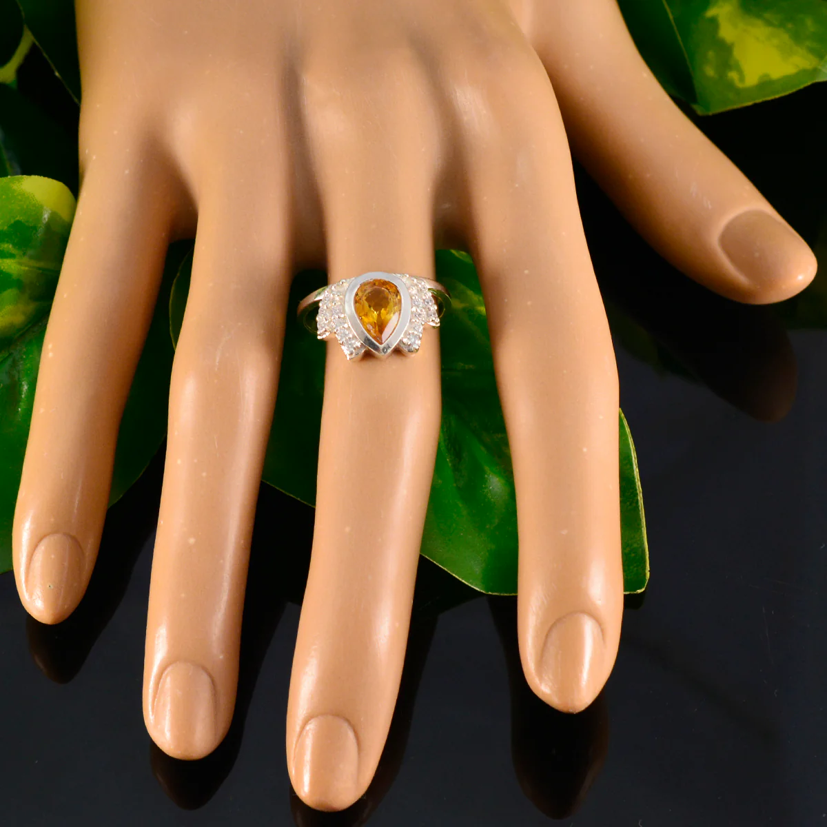 Citrine Halo Turkish 925 Sterling Silver Yellow Gems Whisper-thin Sophisticated Ring Jewellery - Image 6