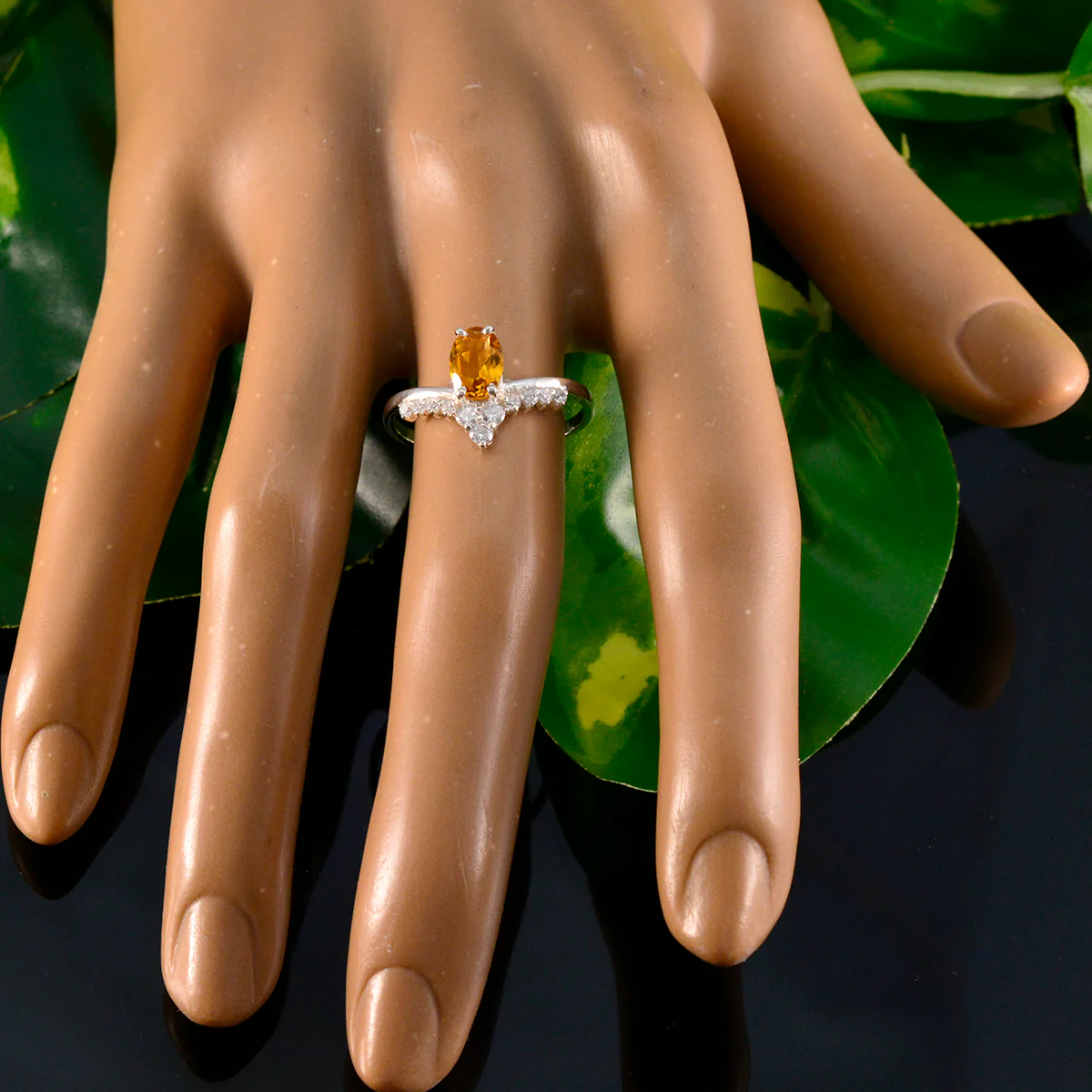 Citrine Halo Turkish Sterling Silver Yellow Gemstones Delicate Luxurious Ring Jewellery - Image 5