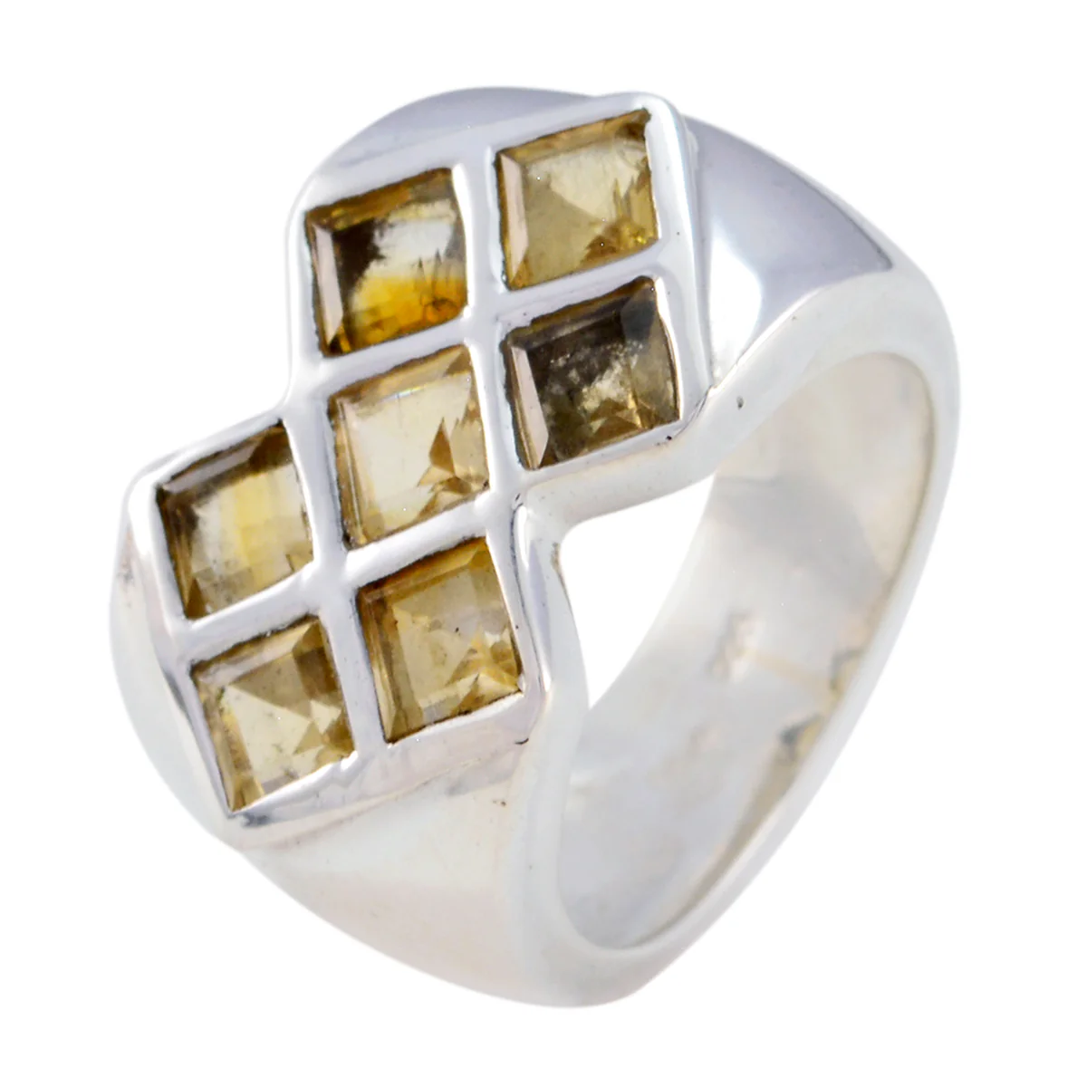 Citrine Hepta African Silver Yellow Gemstone Essential  Contemporary Ring Jewellery - Image 2