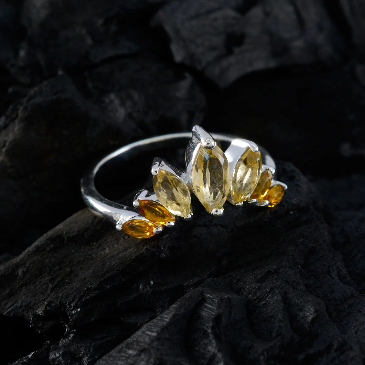Citrine Hepta Korean 925 Sterling Silver Yellow Gemstone Dainty crown Ring Jewellery - Image 5
