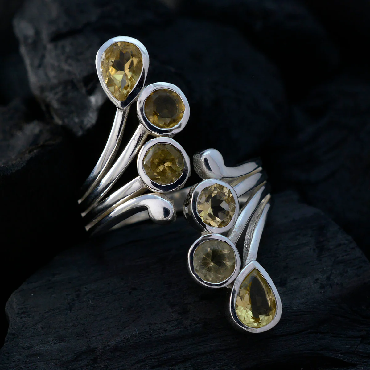 Citrine Hexa Egyptian 92.5 Silver Yellow Gems Versatile Abstract Ring Jewellery - Image 4