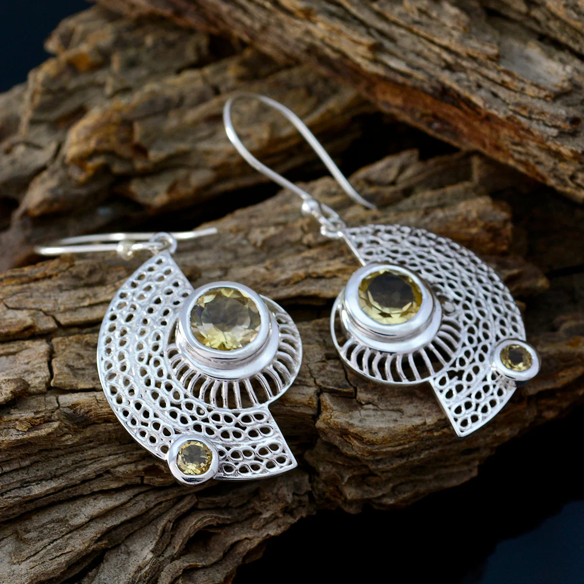 Citrine Italian Grace multiple Dangle Yellow 92.5 Silver Earring - Image 3