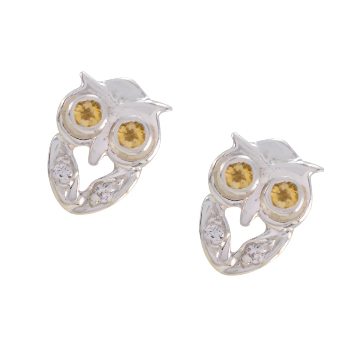Citrine Italian Greta multiple Stud Yellow Sterling Silver Earring - Image 2