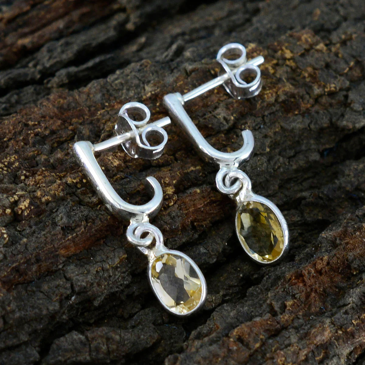 Citrine Japanese Clara multiple Stud Yellow 925 Sterling Silver Earring - Image 3