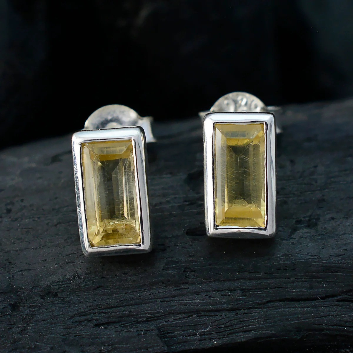 Citrine Japanese Grace Solitaire Stud Yellow 92.5 Silver Earring - Image 5