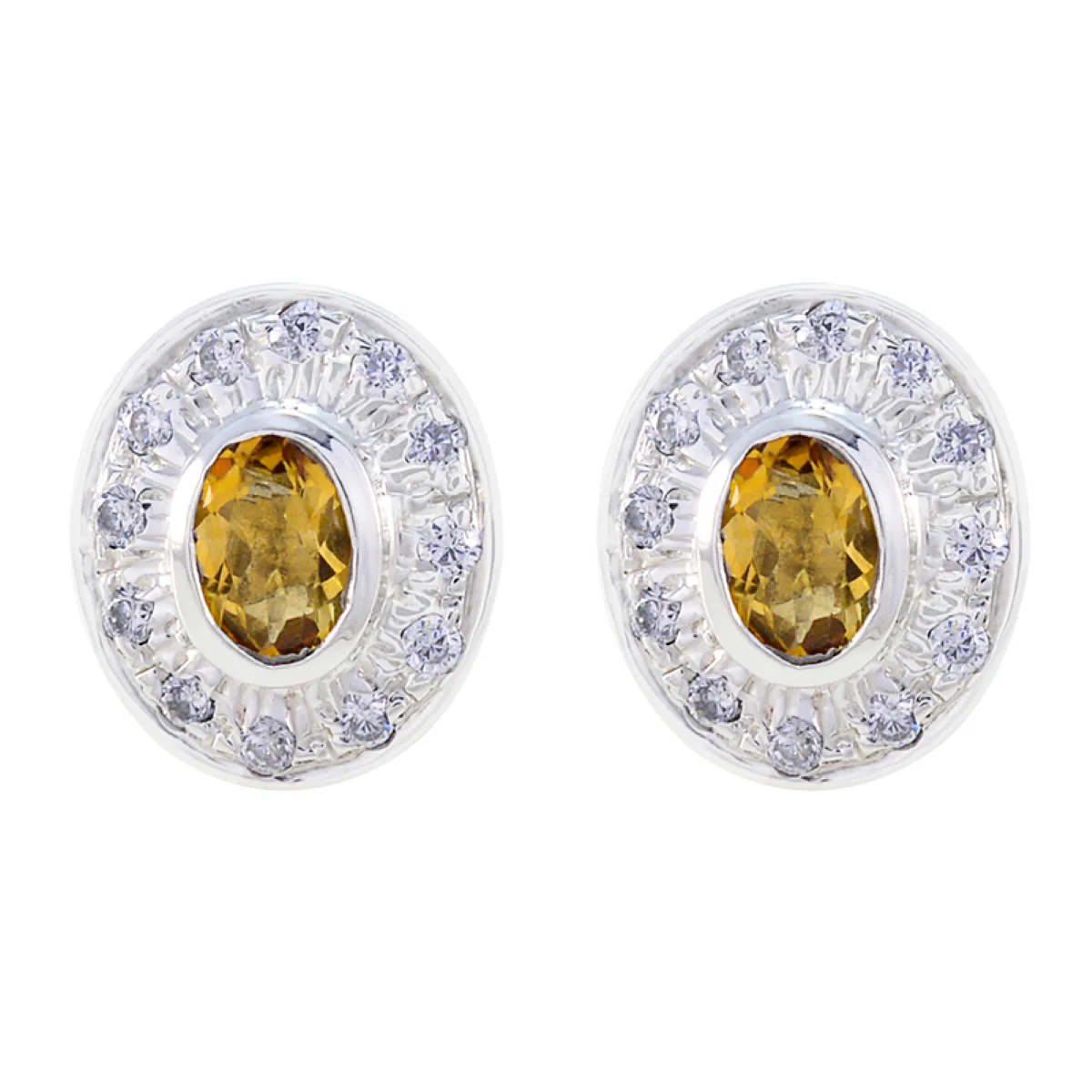 Citrine Latin American Daniela multiple Stud Yellow 925 Silver Earring