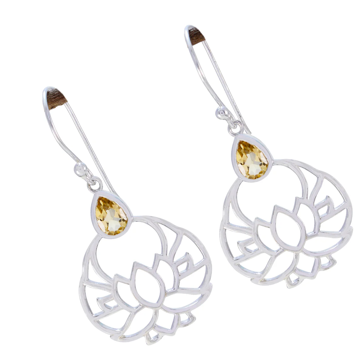 Citrine Mexican Ida Solitaire Dangle Yellow 925 Sterling Silver Earring - Image 3