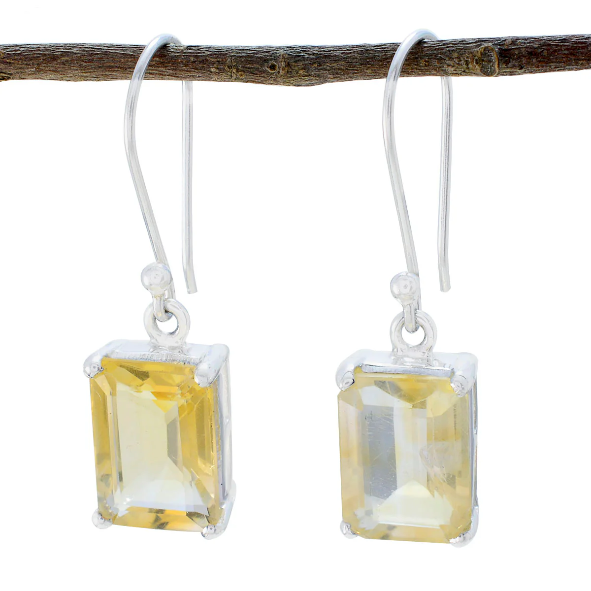 Citrine Mexican Leah Solitaire Dangle Yellow 925 Silver Earring