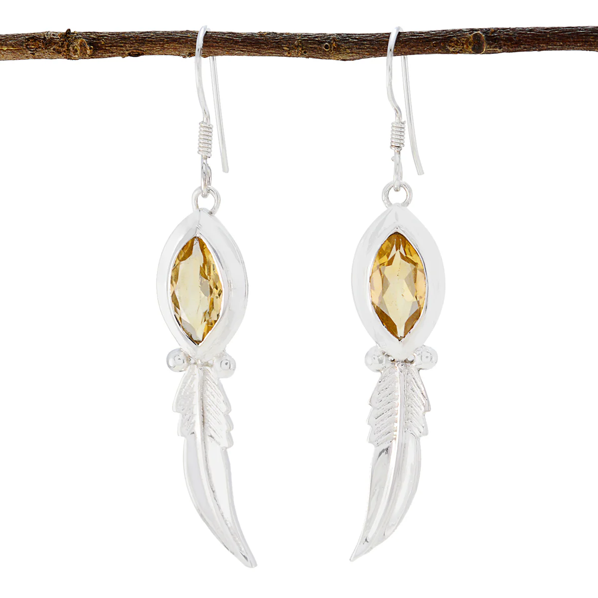 Citrine Moroccan Genesis Solitaire Dangle Yellow Silver Earring