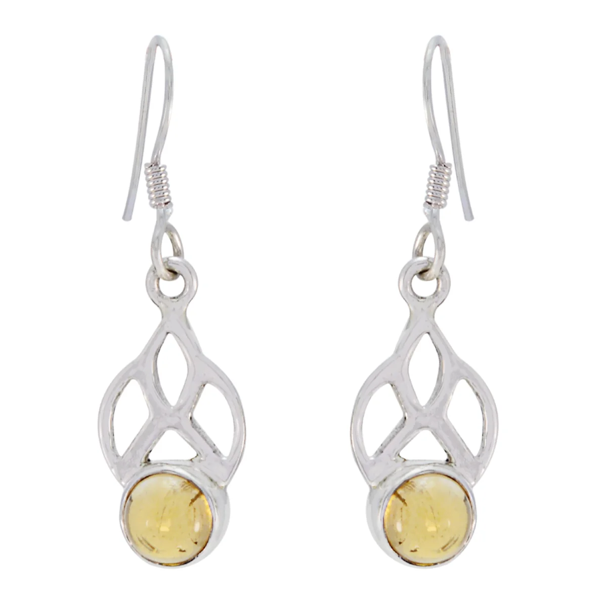 Citrine Moroccan Lea Solitaire Dangle Yellow Sterling Silver Earring