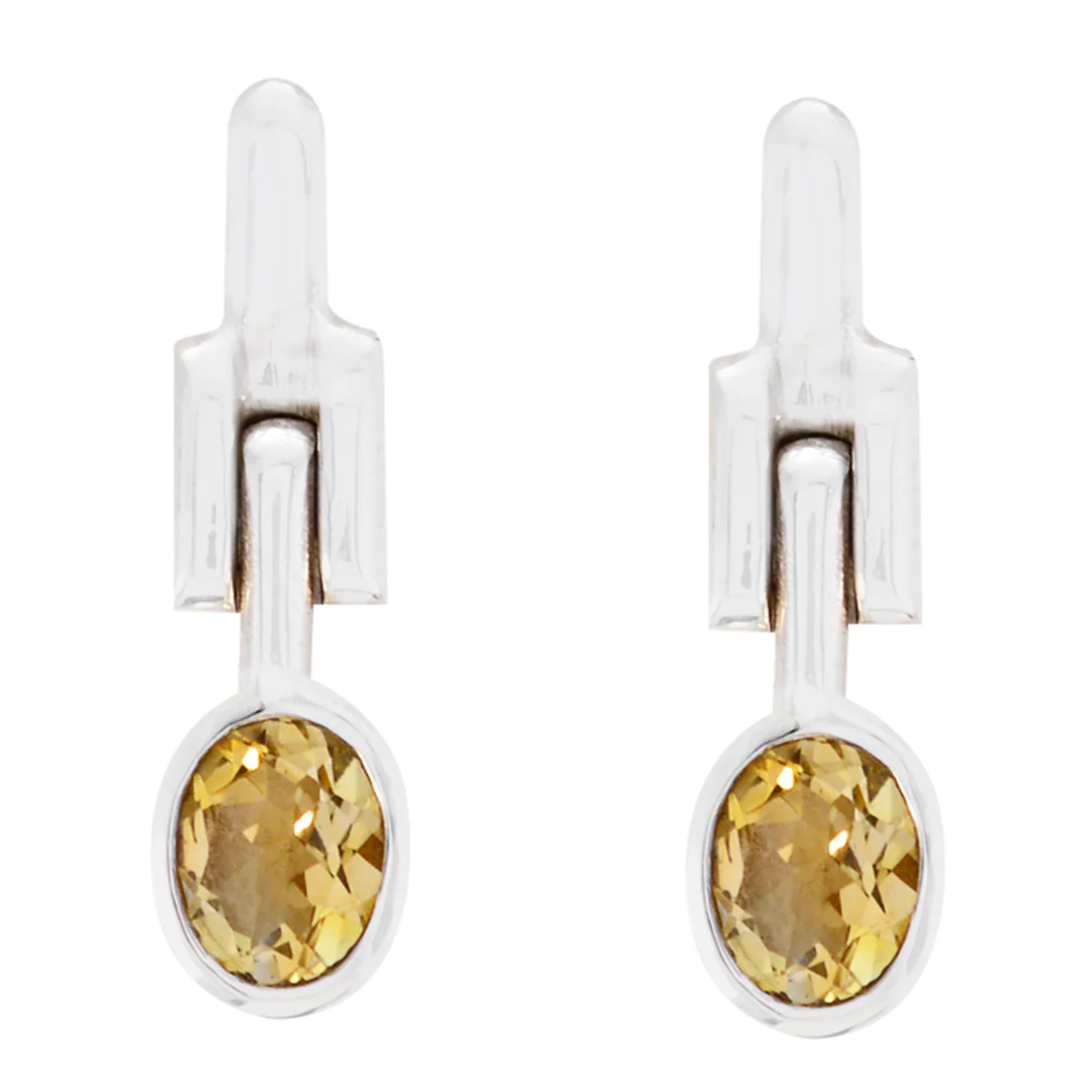 Citrine Moroccan Yuna Solitaire Stud Yellow Sterling Silver Earring