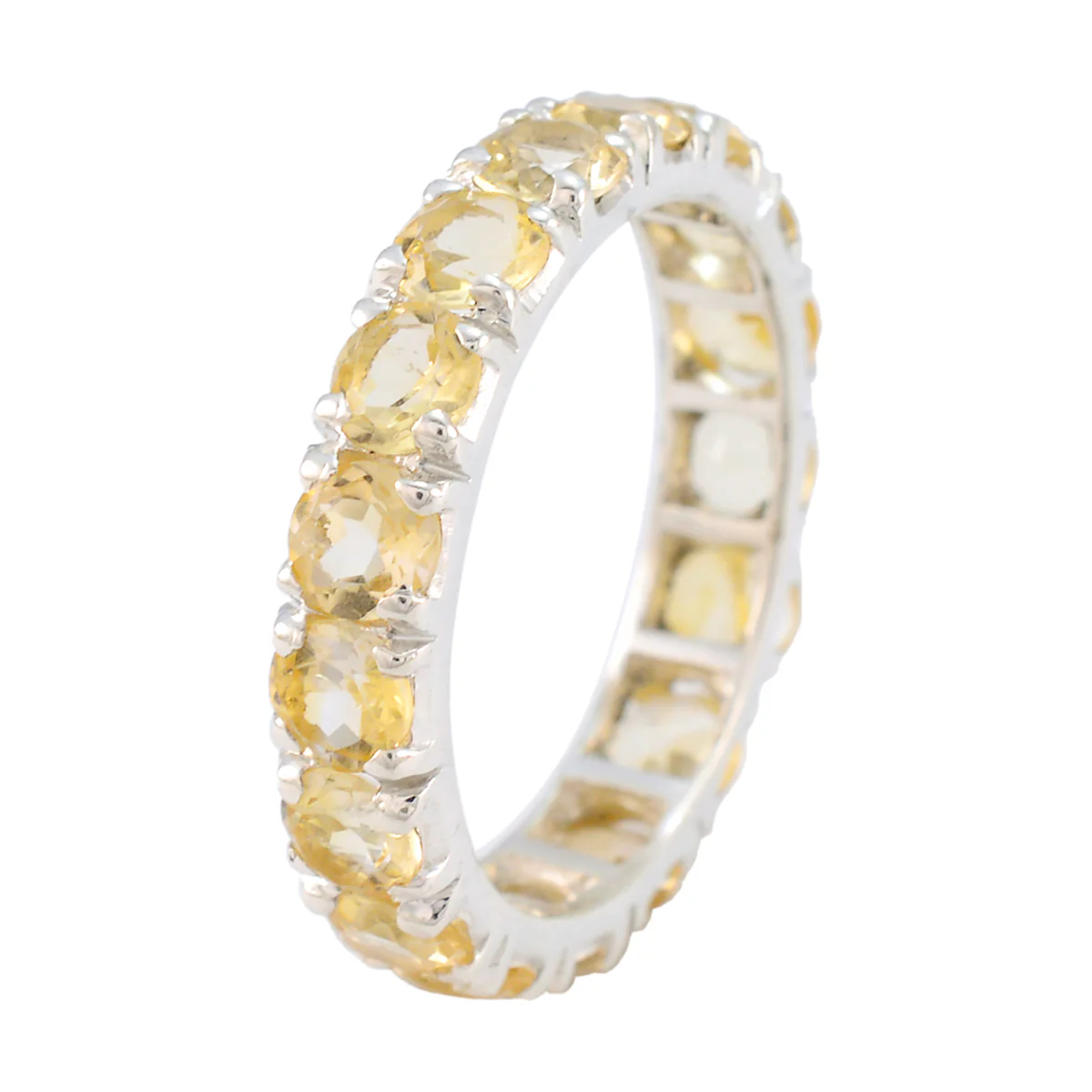 Citrine multiple American 92.5 Silver Yellow Gemstone Dainty Eternity Band Jewellery - Image 2