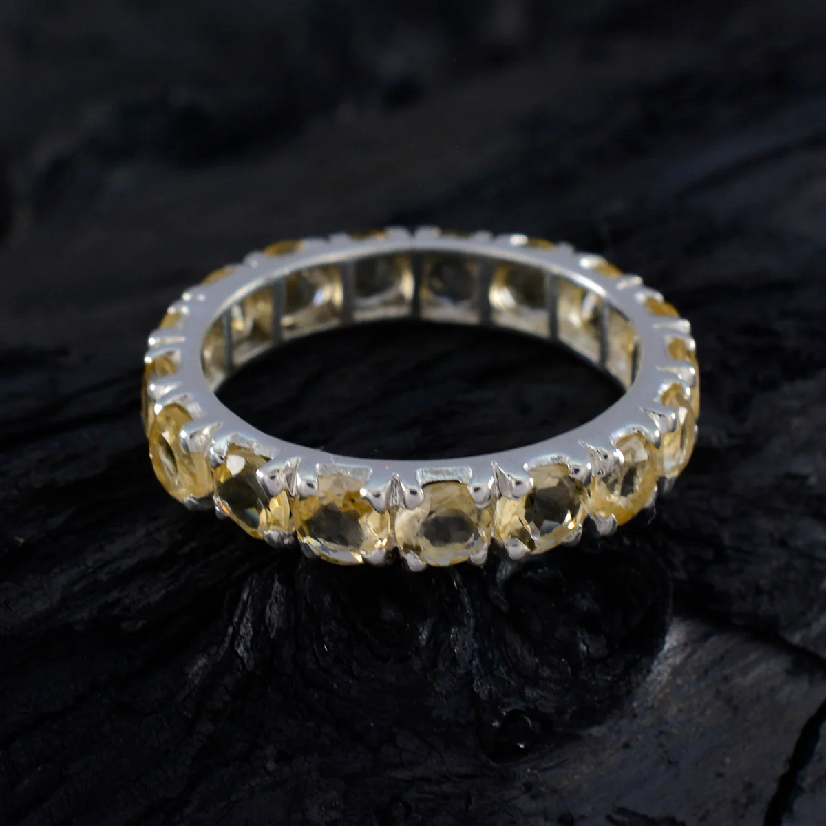 Citrine multiple American 92.5 Silver Yellow Gemstone Dainty Eternity Band Jewellery - Image 5