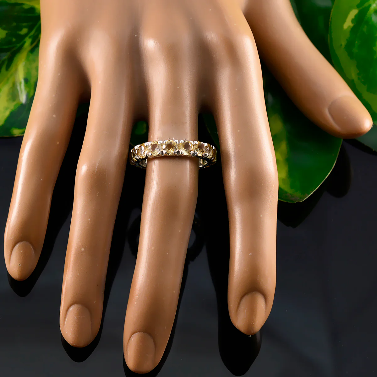 Citrine multiple American 92.5 Silver Yellow Gemstone Dainty Eternity Band Jewellery - Image 6