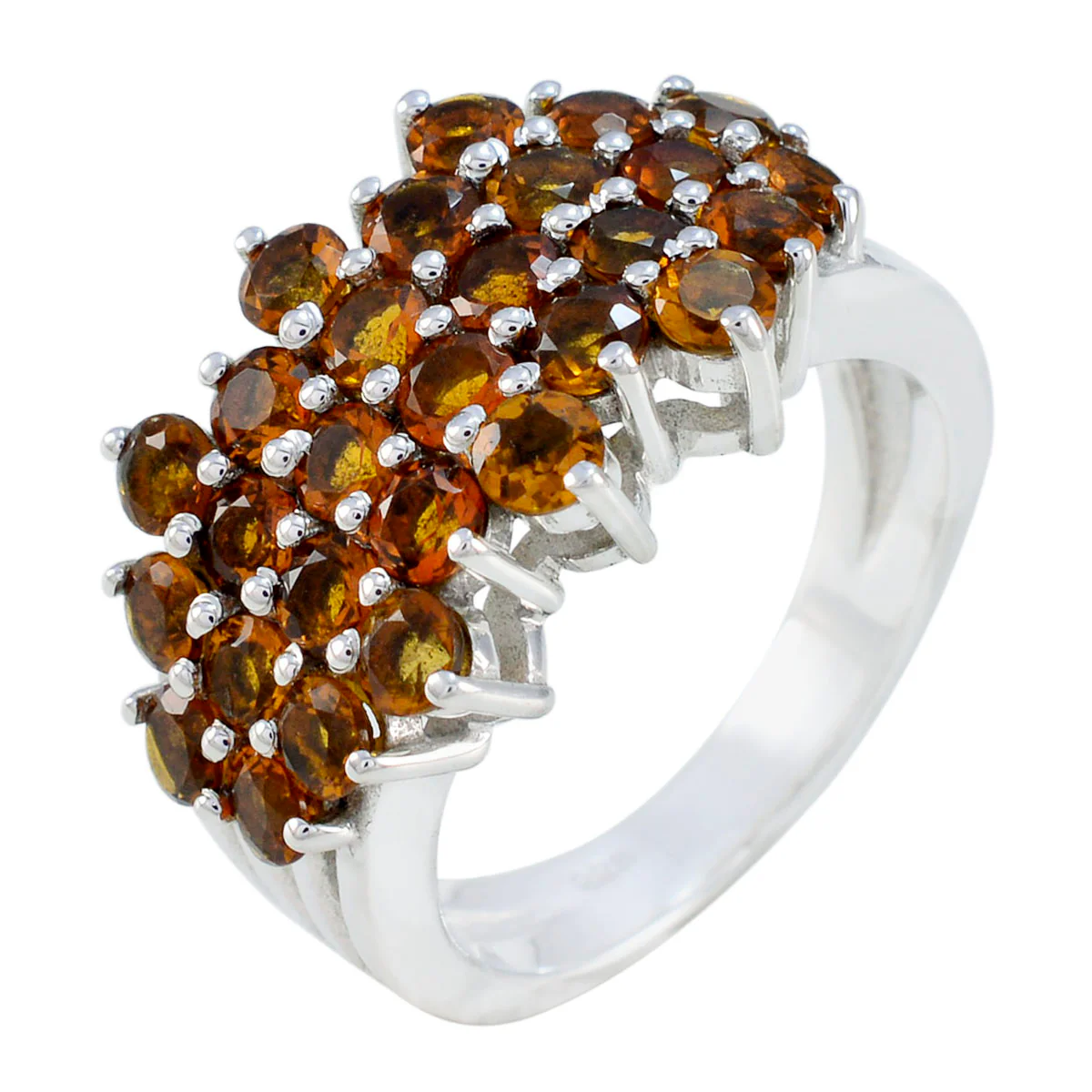 Citrine multiple Egyptian 925 Sterling Silver Yellow Gems Eye-catching Contemporary Ring Jewelry - Image 2