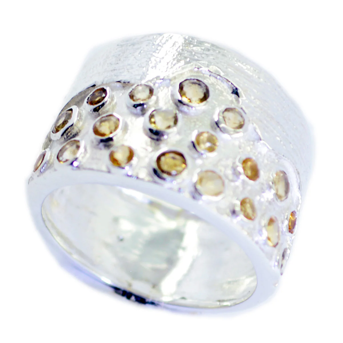 Citrine multiple German Silver Yellow Gems Essential Signet Ring Jewelry