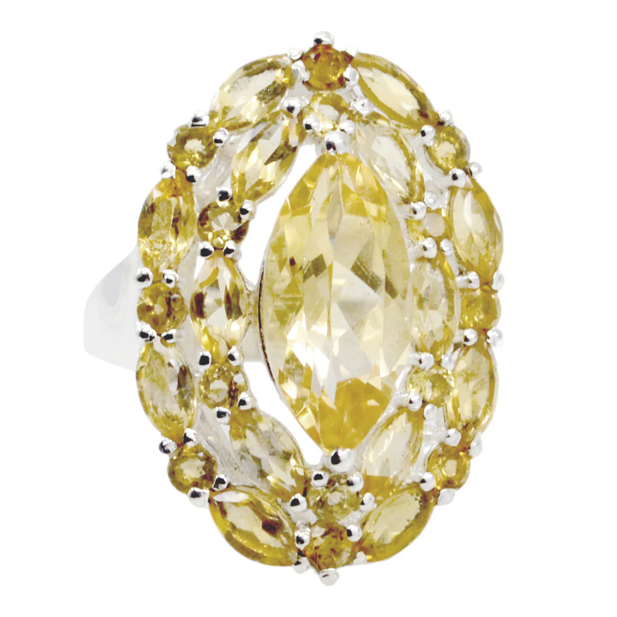 Citrine multiple German Silver Yellow Gemstones Essential  Abstract Ring Jewellery - Image 2