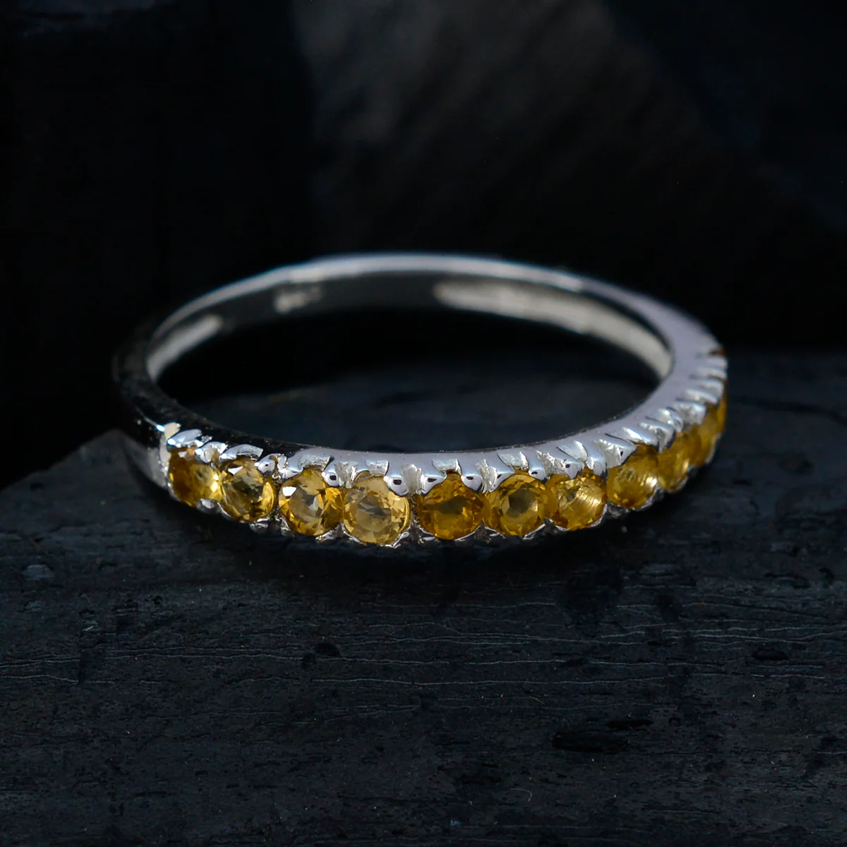 Citrine multiple Korean 925 Silver Yellow Gems Elegant Feminine Band Jewelry - Image 4