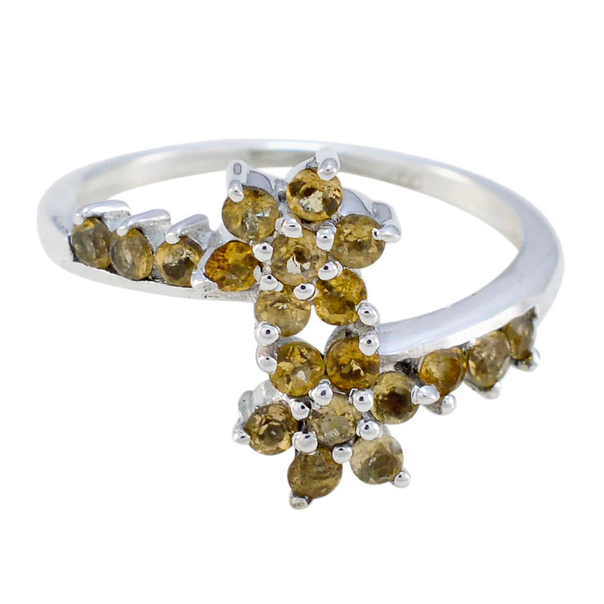 Citrine multiple Turkish 92.5 Silver Yellow Gems Delicate Romantic Ring Jewelry