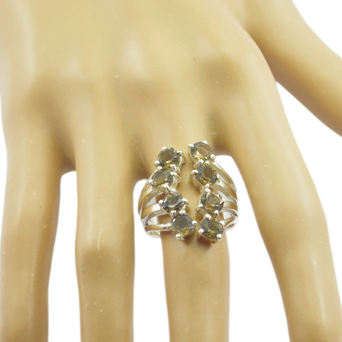 Citrine octa Russian 925 Sterling Silver Yellow Gemstones Eye-catching Abstract Ring Jewelry - Image 2
