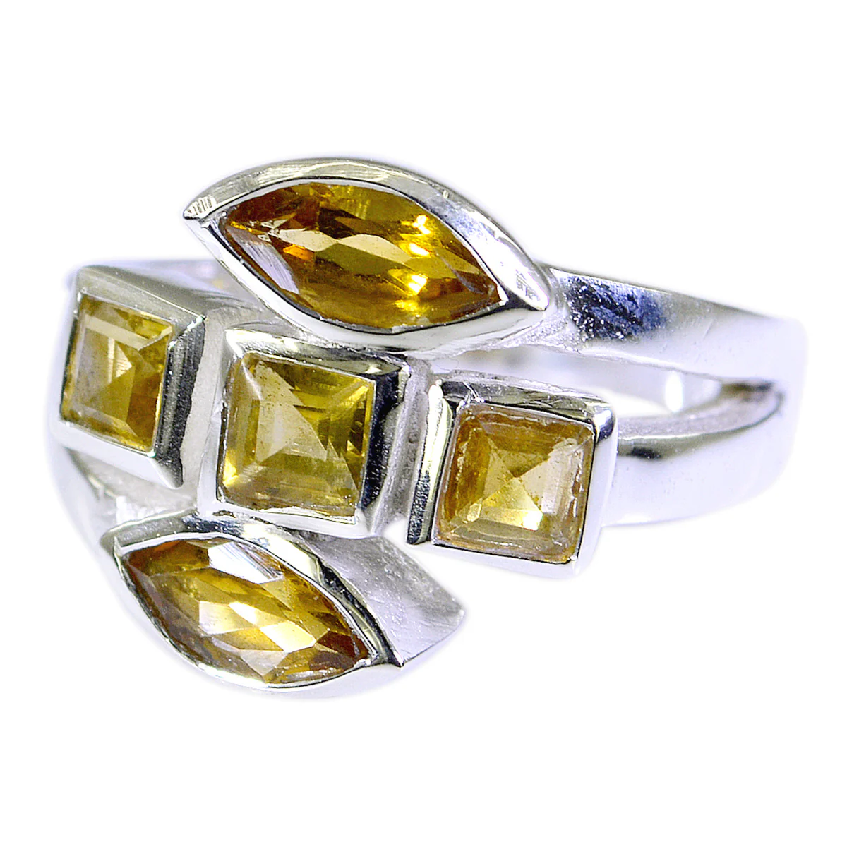 Citrine Penta Indian Silver Yellow Gemstone Versatile Modern Ring Jewellery - Image 2