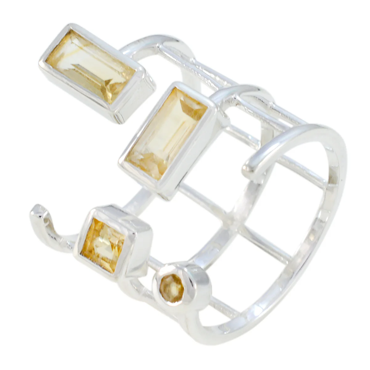Citrine quarter Indian 925 Sterling Silver Yellow Gems Mid-weight Signet Ring Jewellery