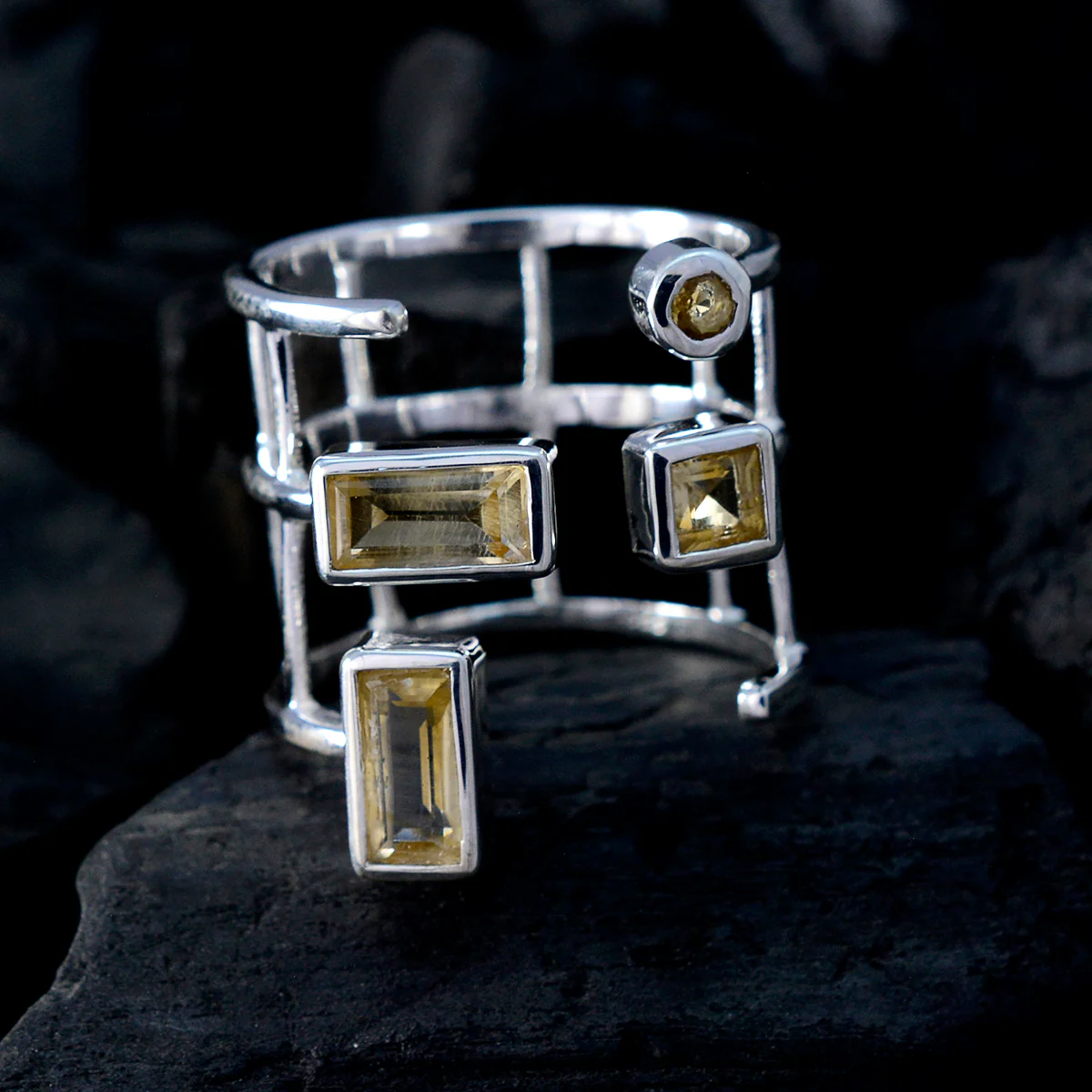 Citrine quarter Indian 925 Sterling Silver Yellow Gems Mid-weight Signet Ring Jewellery - Image 4