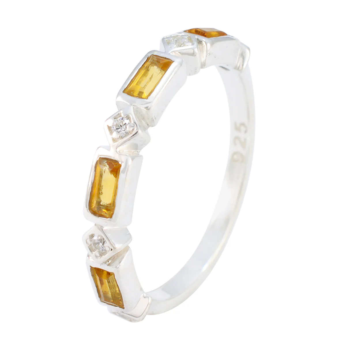 Citrine quarter Korean 92.5 Silver Yellow Gemstone Dainty Trendy Band Jewelry - Image 2