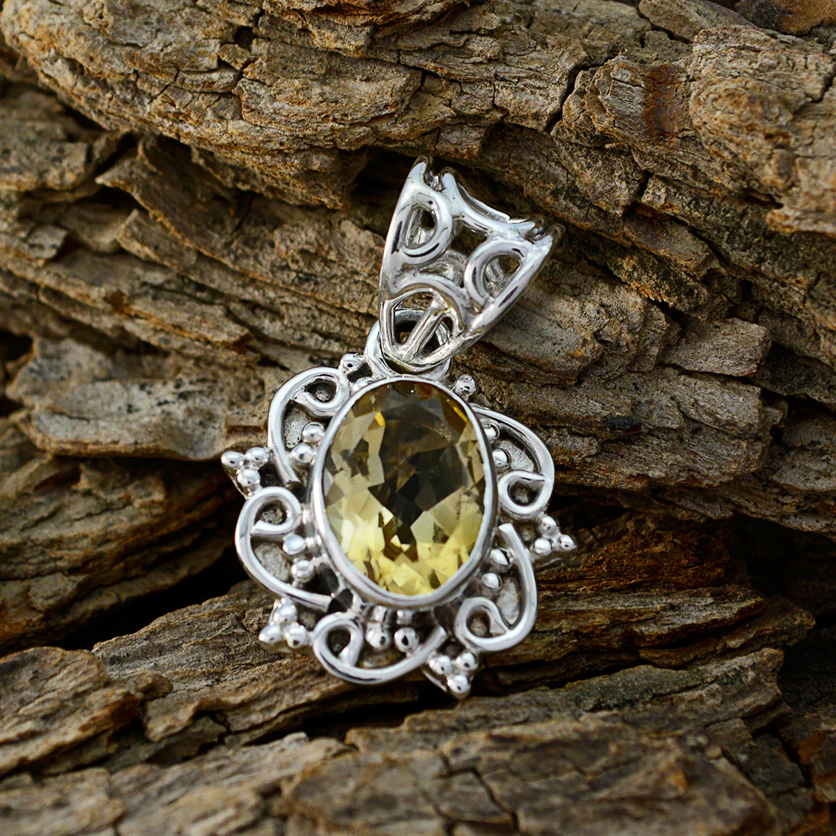 Citrine Slim Turkish Silver Solitaire Katarina Rope-Wire Yellow Pendant Jewelry - Image 2